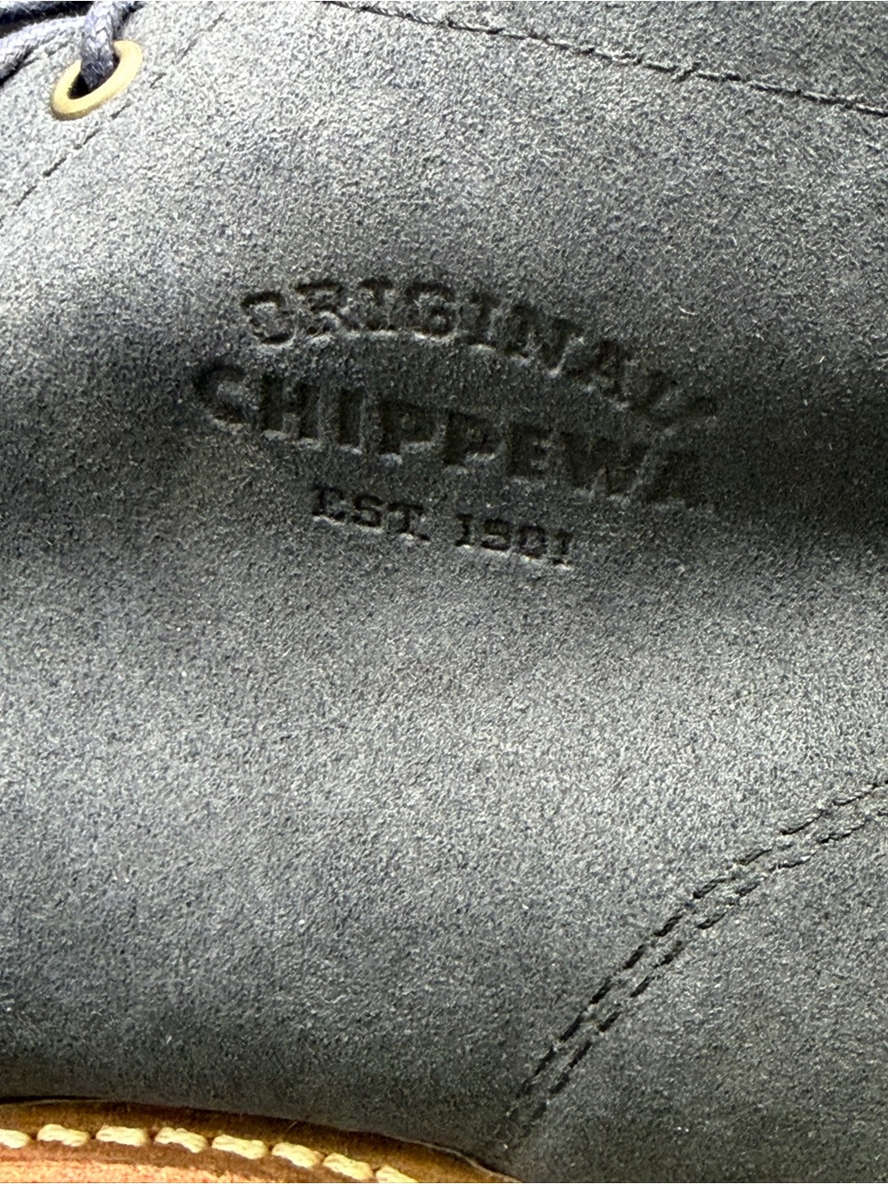 Chippewa-Navy Suede Chukka Boots with Tan Wedge Sole Original-11E